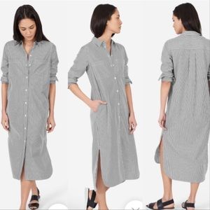 Everlane Striped Cotton Poplin Long Shirt Dress